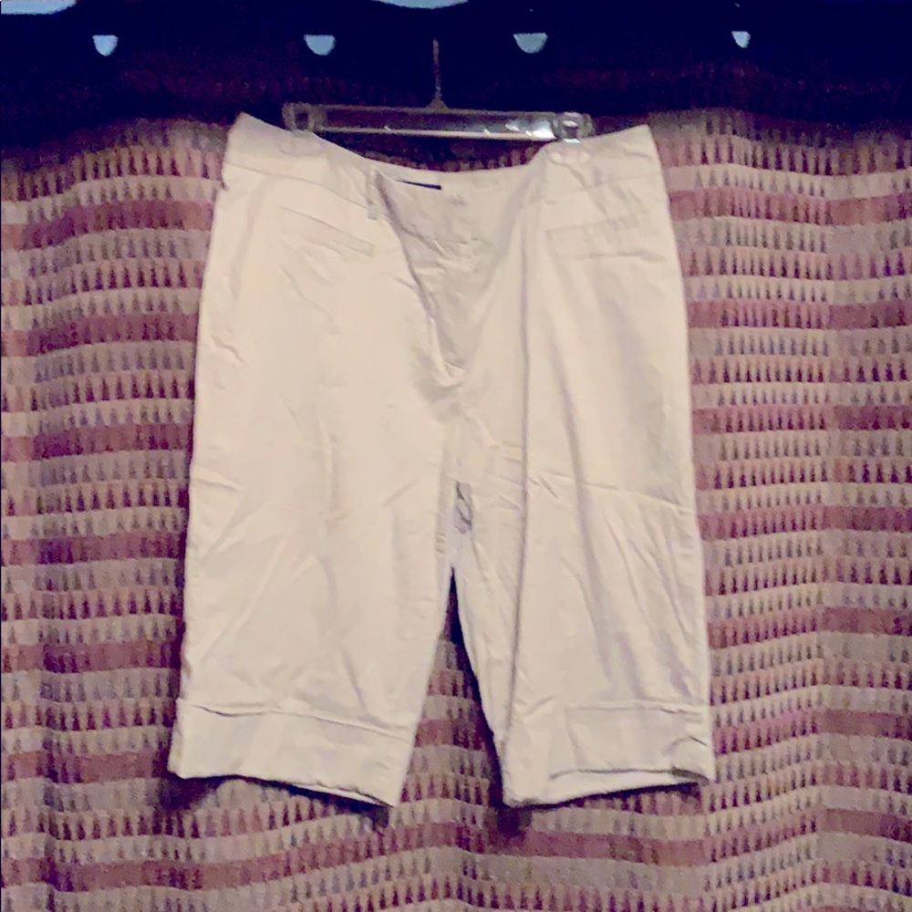 Women’s Tan Pinstripe Capris Business Casual